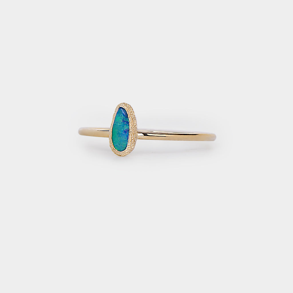 Meteorite bezel boulder opal ring 2