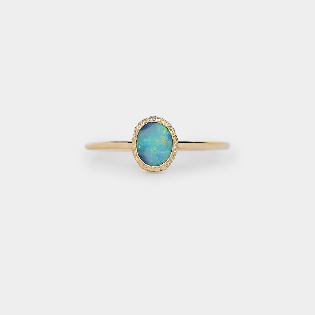 Meteorite bezel boulder opal ring 3