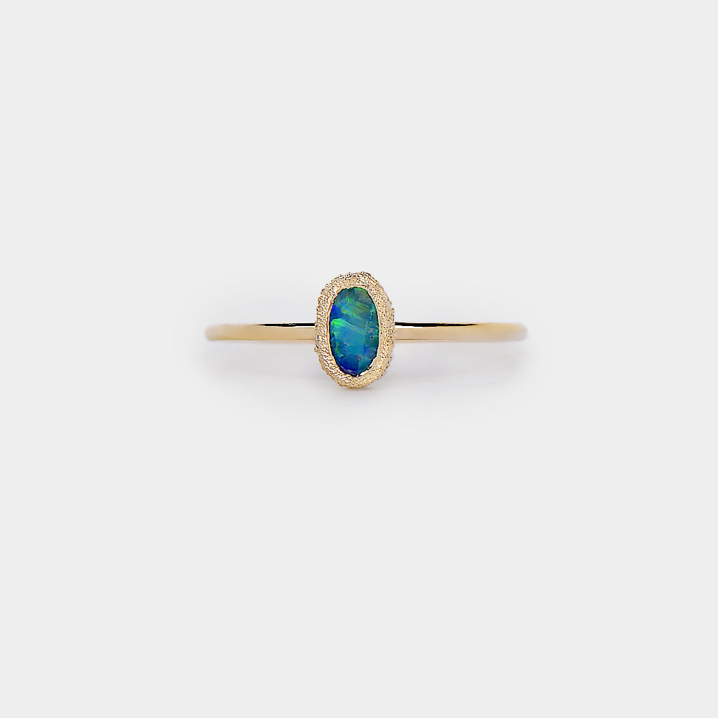Meteorite bezel boulder opal ring 4