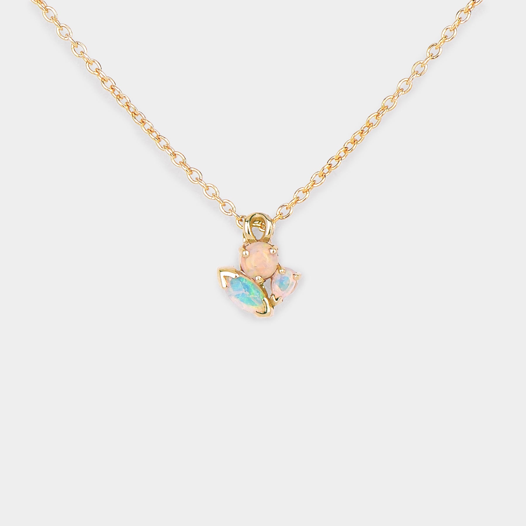 Opal petal cluster necklace