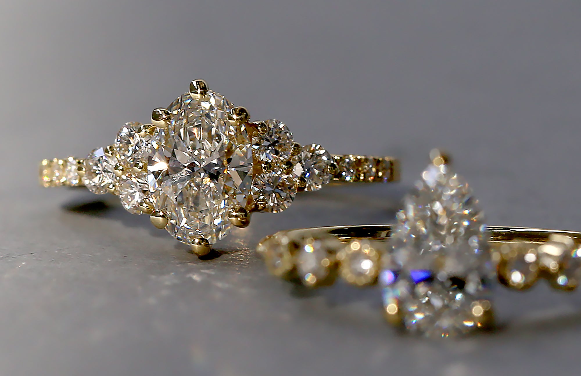 Oval cluster lab diamond ring - james and irisa