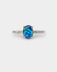 Pavé Solitaire - Natural Opal Ring