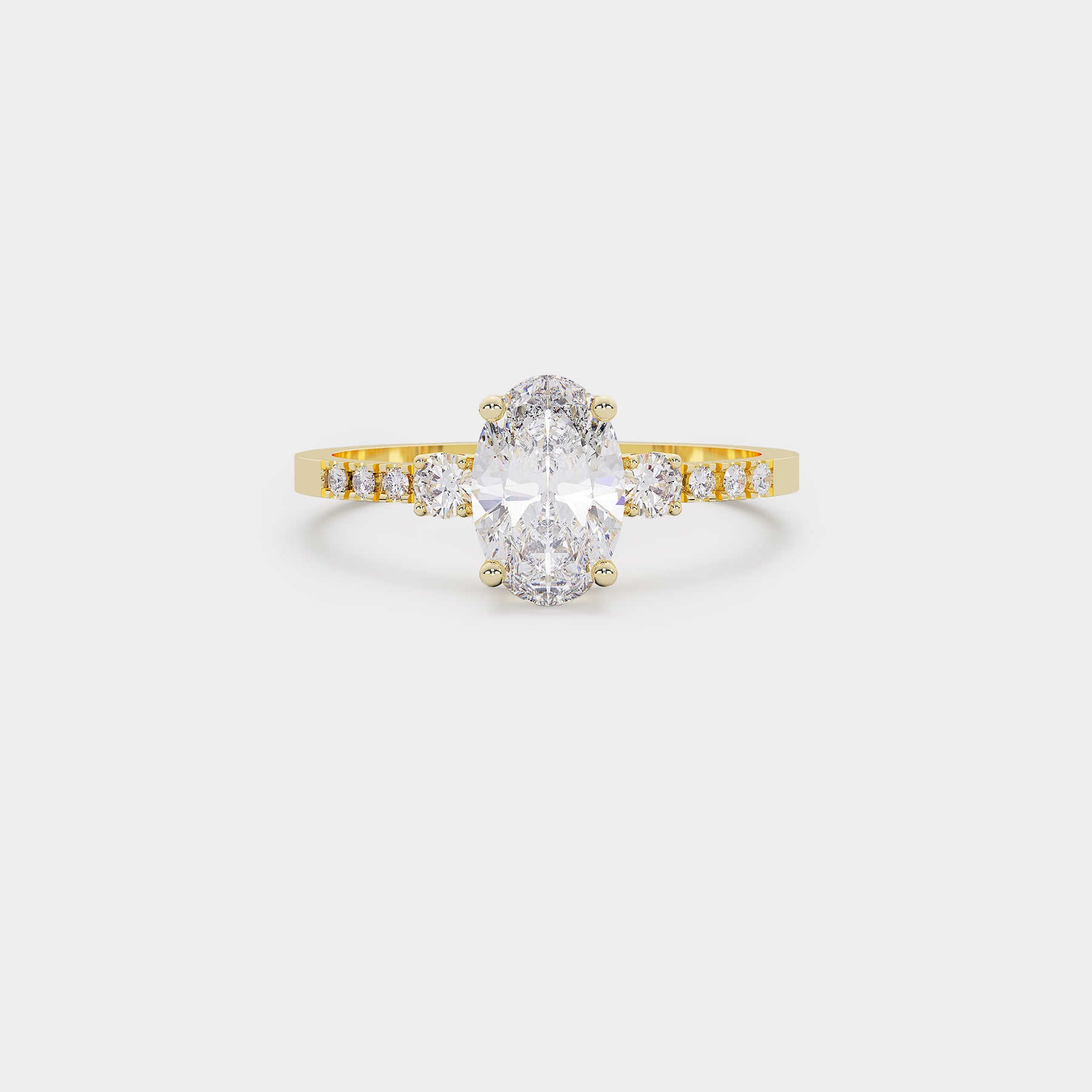 Pavé Trilogy Diamond Ring - Oval Lab Diamond