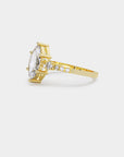 Pavé Trilogy Diamond Ring - Marquise Lab Diamond