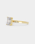 Pavé Solitaire Diamond Ring - Emerald Cut Lab Diamond