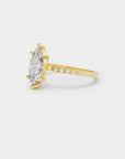 Pavé Solitaire Diamond Ring - Marquise Cut Lab Diamond