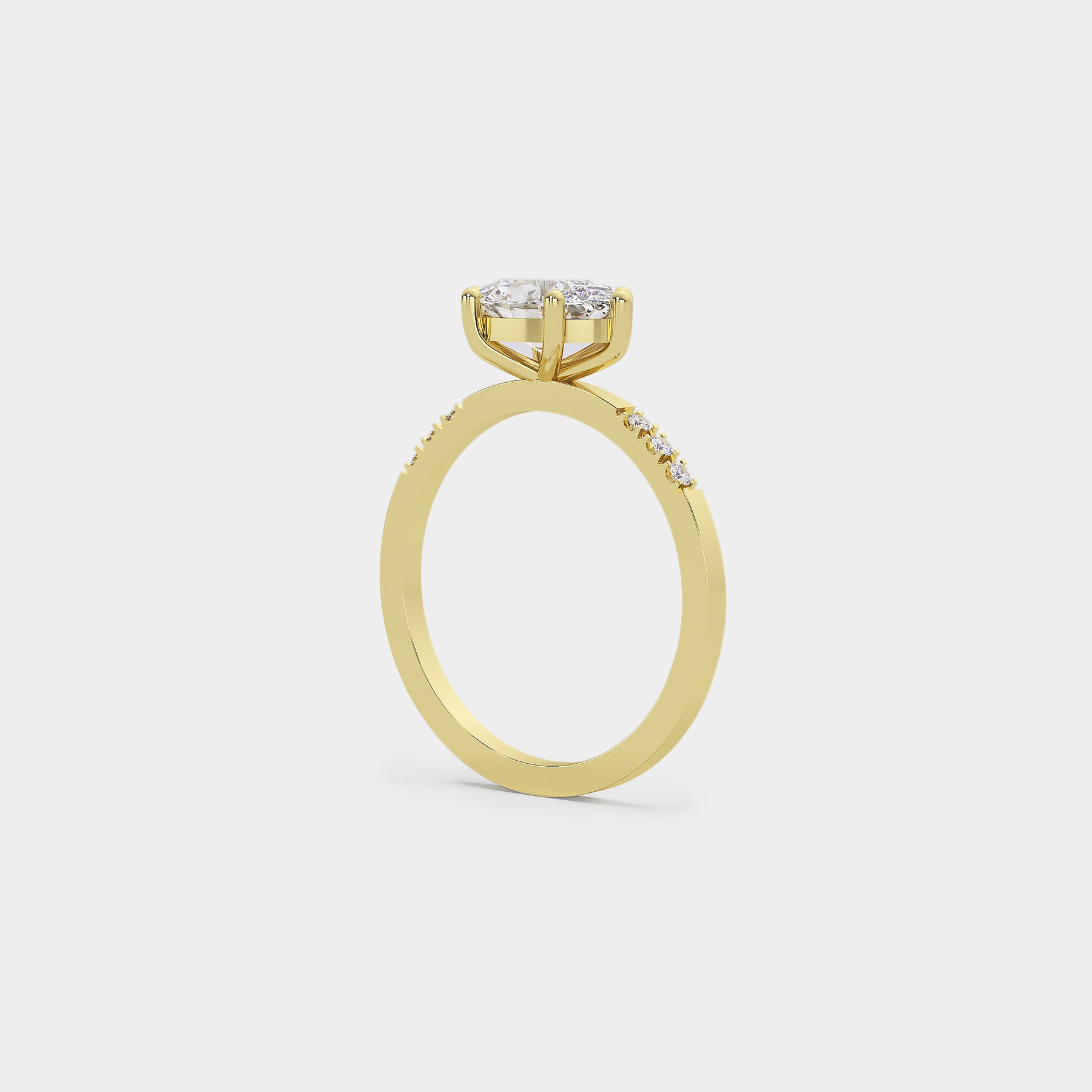 Pavé Solitaire Diamond Ring - 1.0ct Oval Lab Diamond