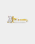 Pavé Solitaire Diamond Ring - Princess Lab Diamond