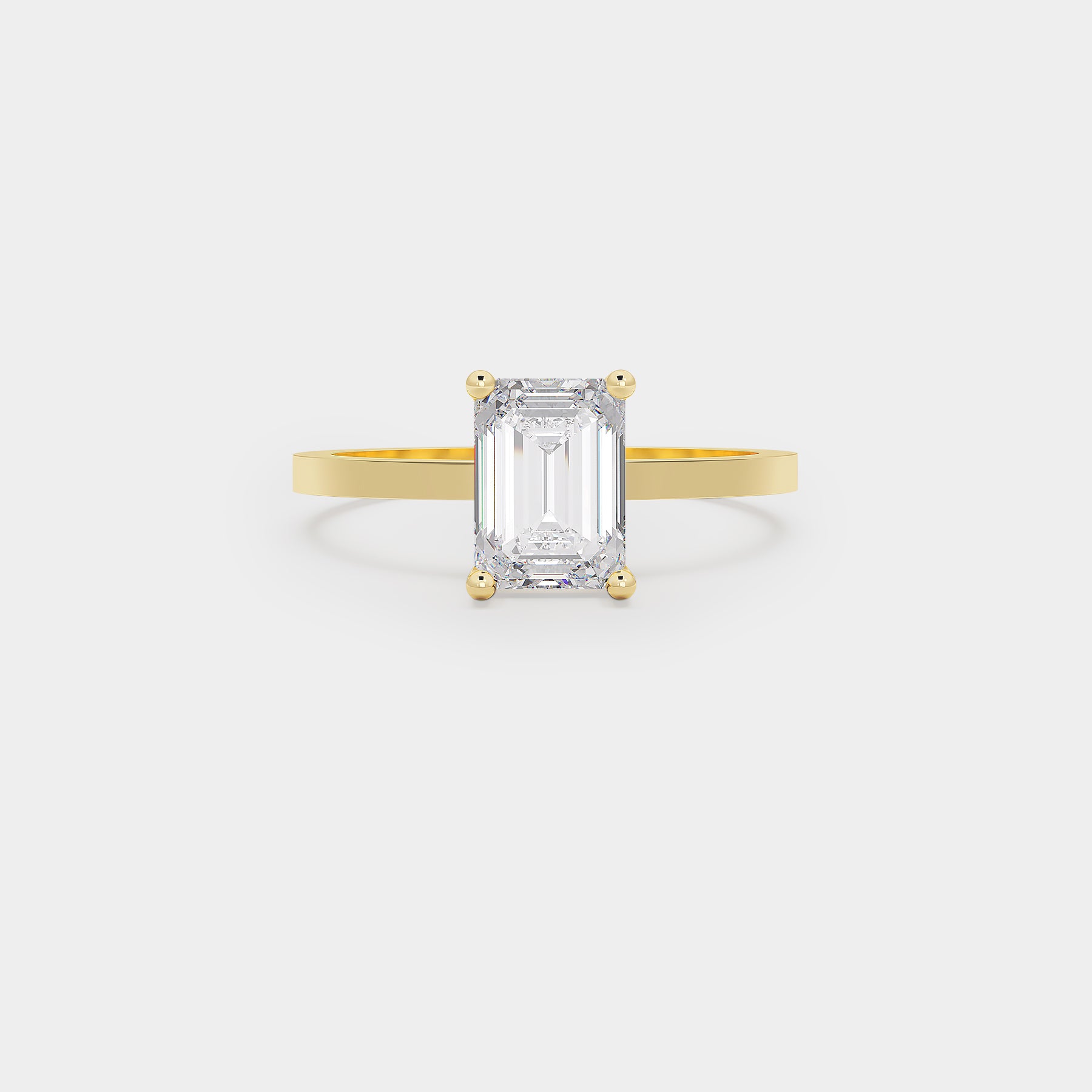 Pure Solitaire Diamond Ring - Emerald Cut Lab Diamond