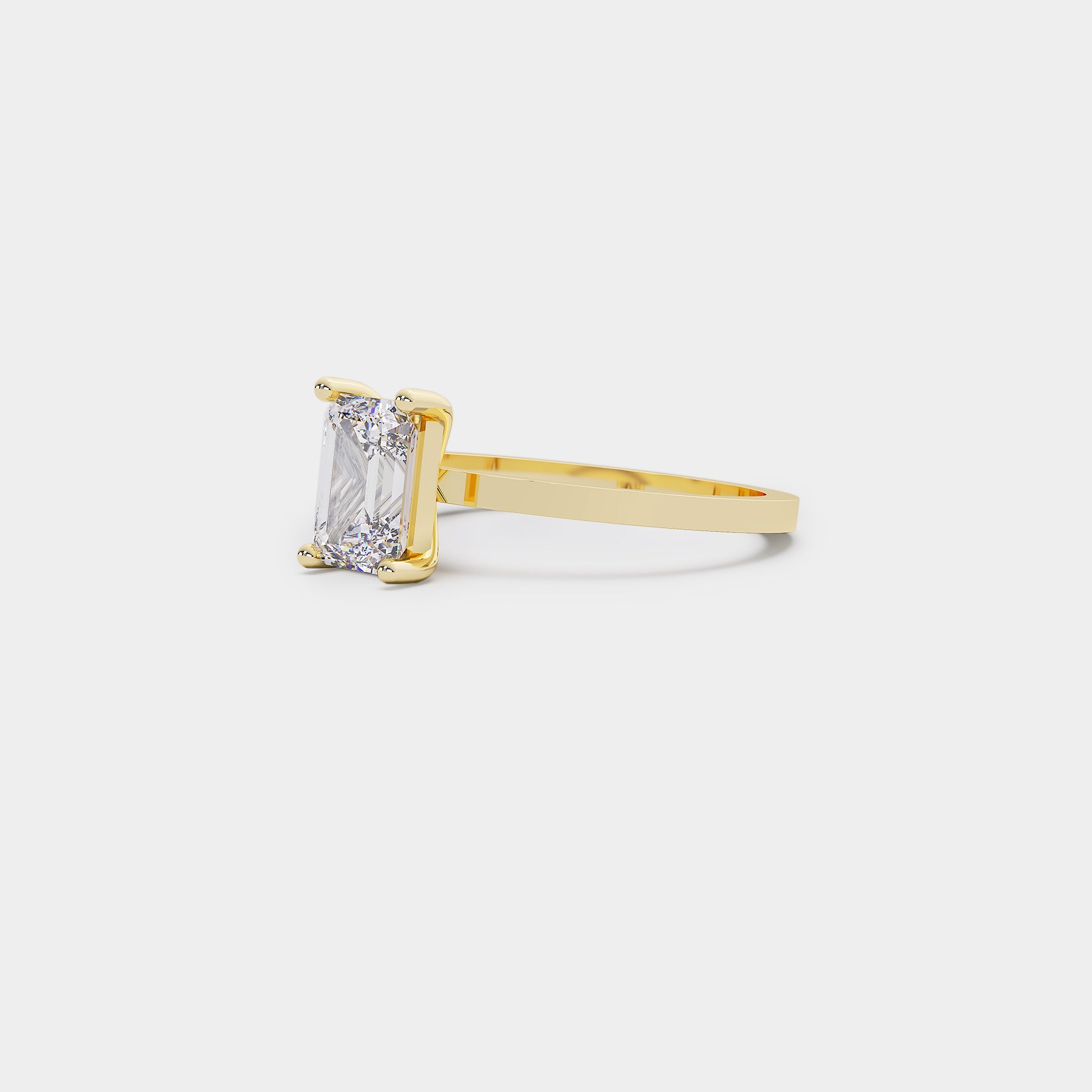 Pure Solitaire Diamond Ring - Emerald Cut Lab Diamond