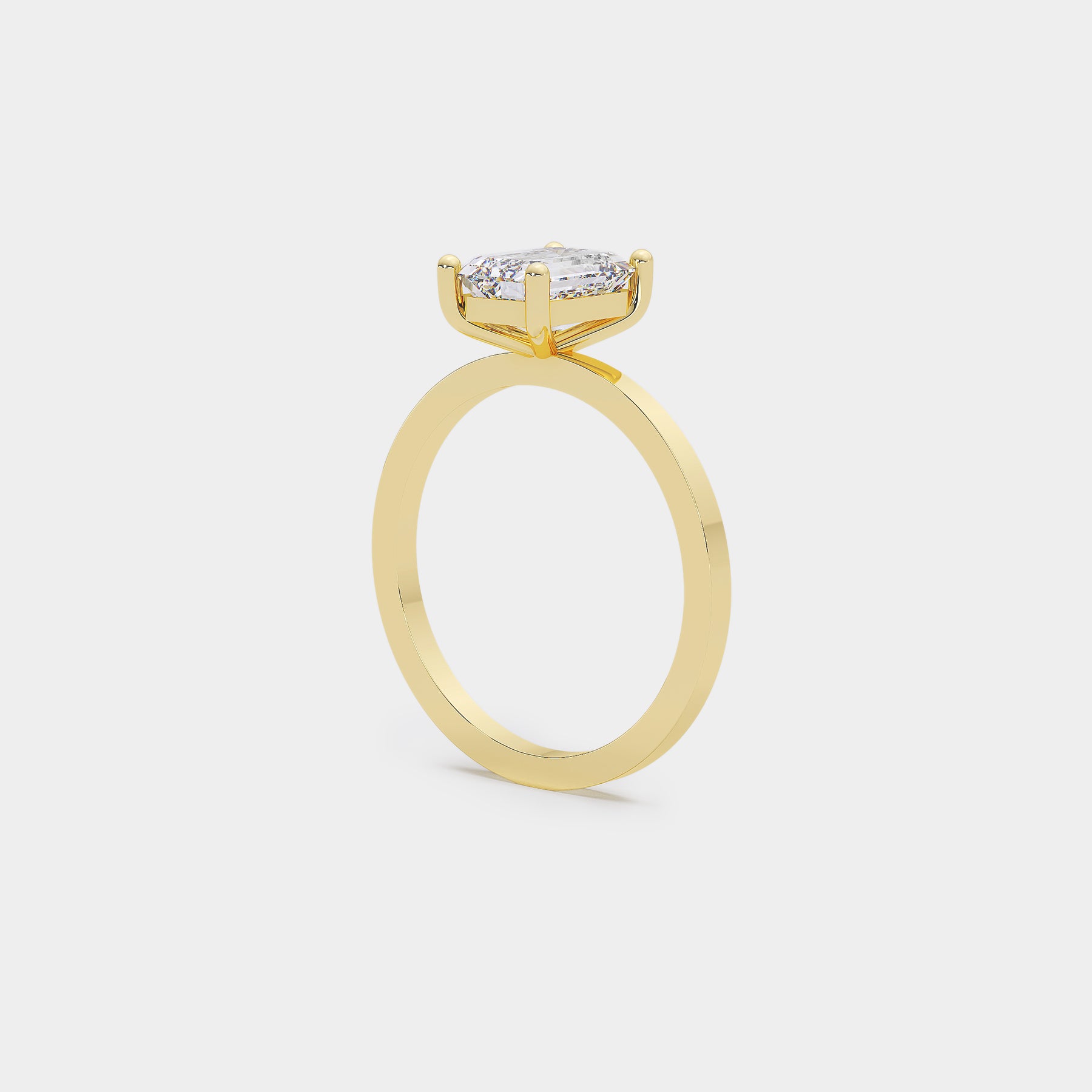 Pure Solitaire Diamond Ring - Emerald Cut Lab Diamond