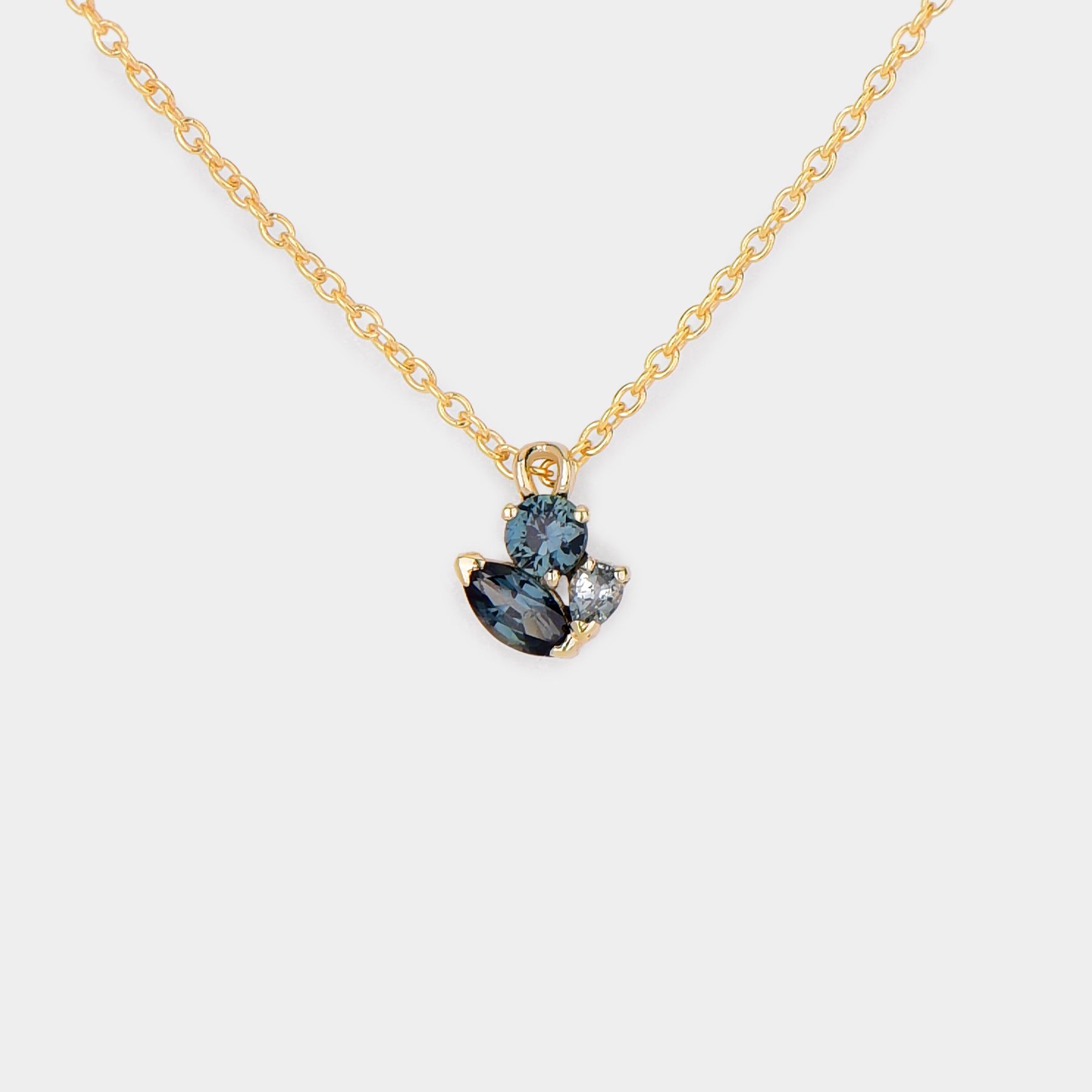 Sapphire petal cluster necklace