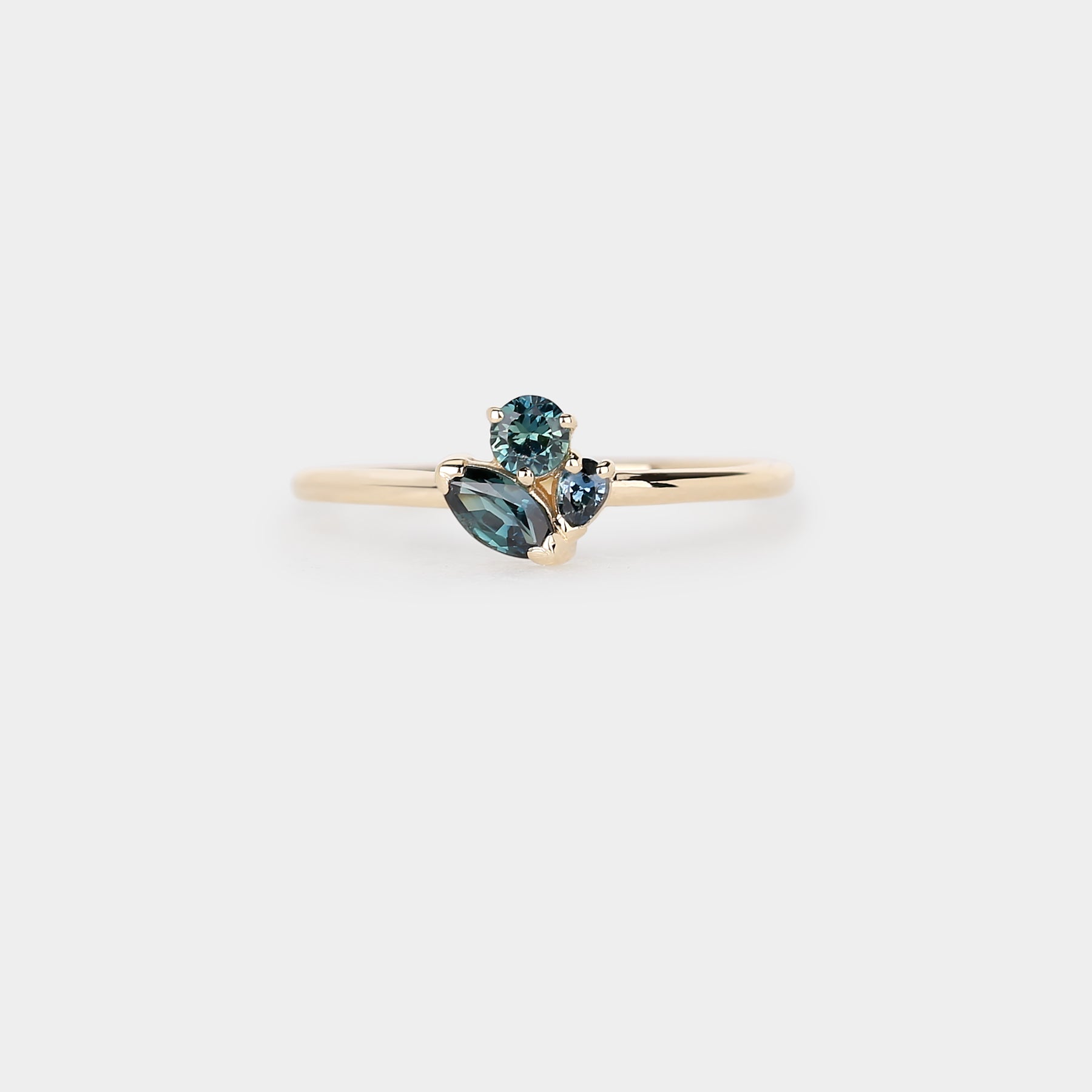 Sapphire petal cluster ring