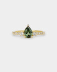 Sapphire trilogy ring - 1.18ct pear sapphire
