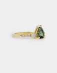 Sapphire trilogy ring - 1.18ct pear sapphire