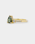 Sapphire trilogy ring - 1.18ct pear sapphire