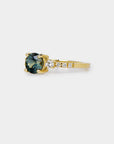 Sapphire trilogy ring - 1.25ct round sapphire