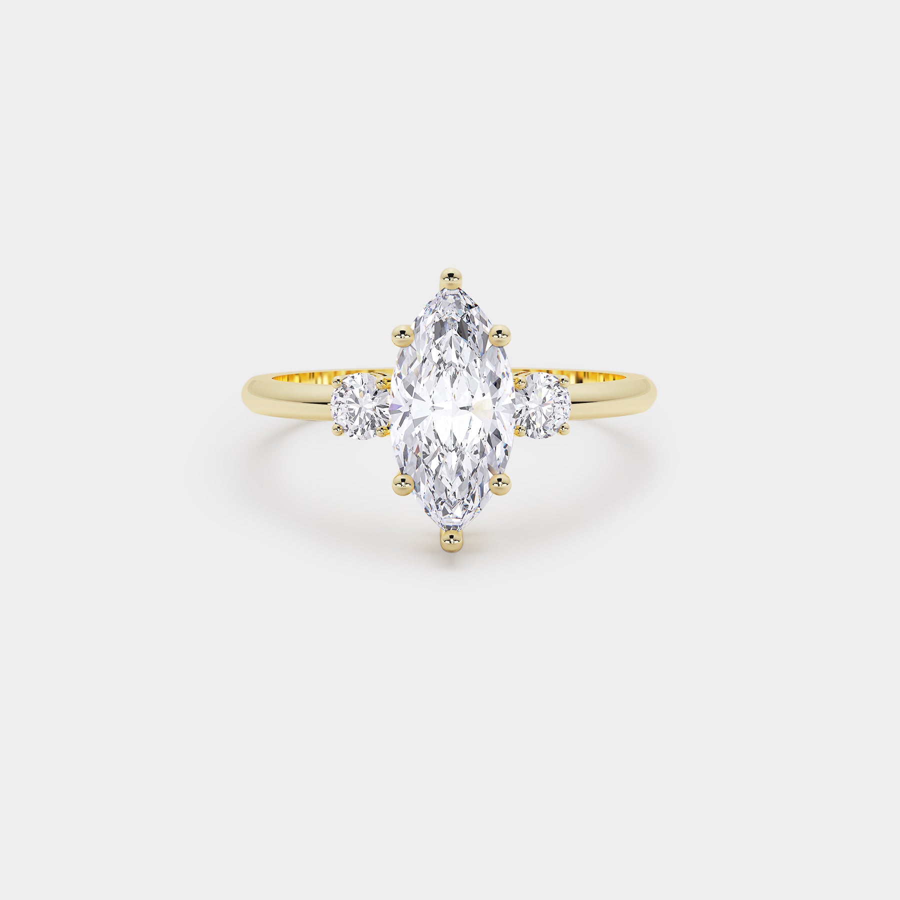 Solara Trilogy Diamond Ring - Marquise Lab Diamond