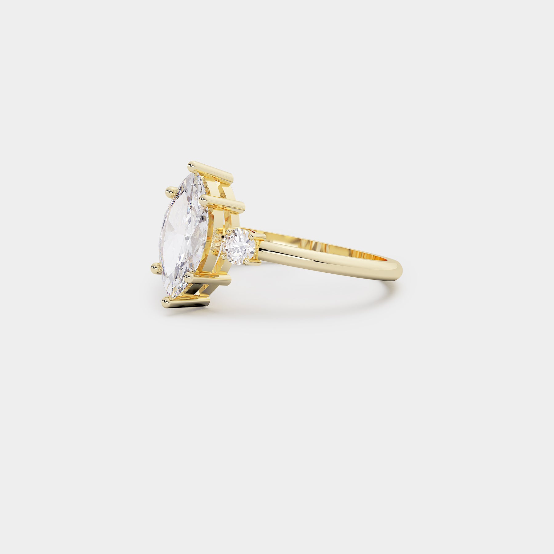 Solara Trilogy Diamond Ring - Marquise Lab Diamond