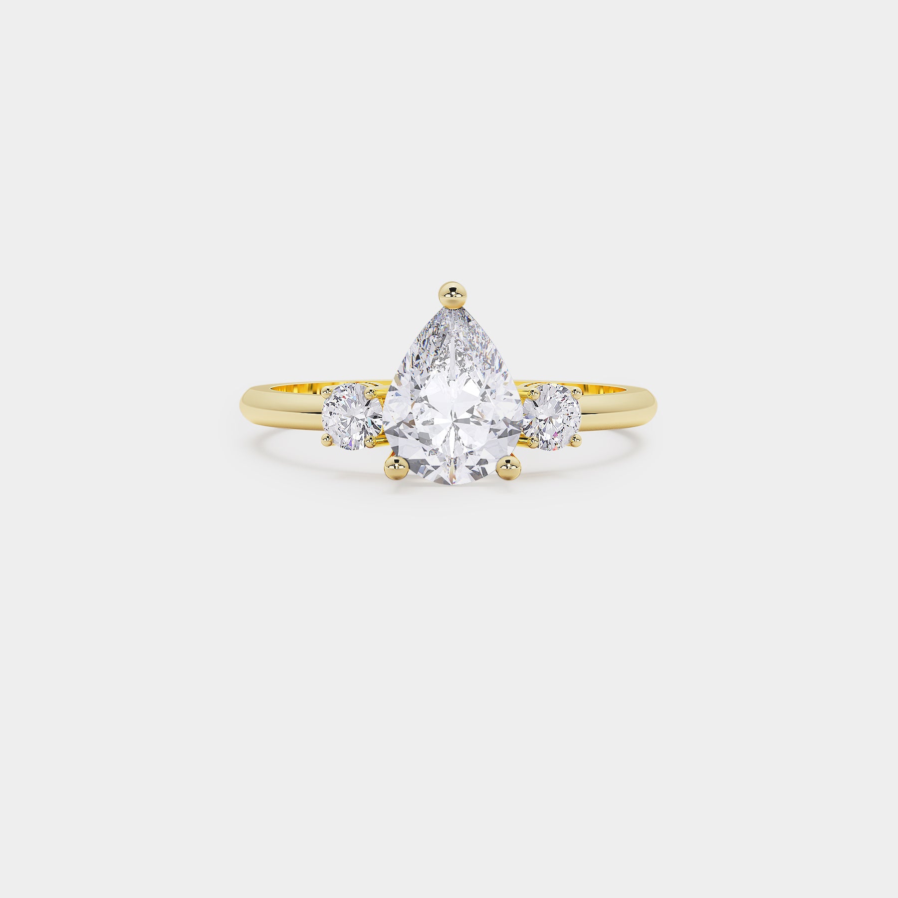 Solara Trilogy Diamond Ring - Pear Lab Diamond