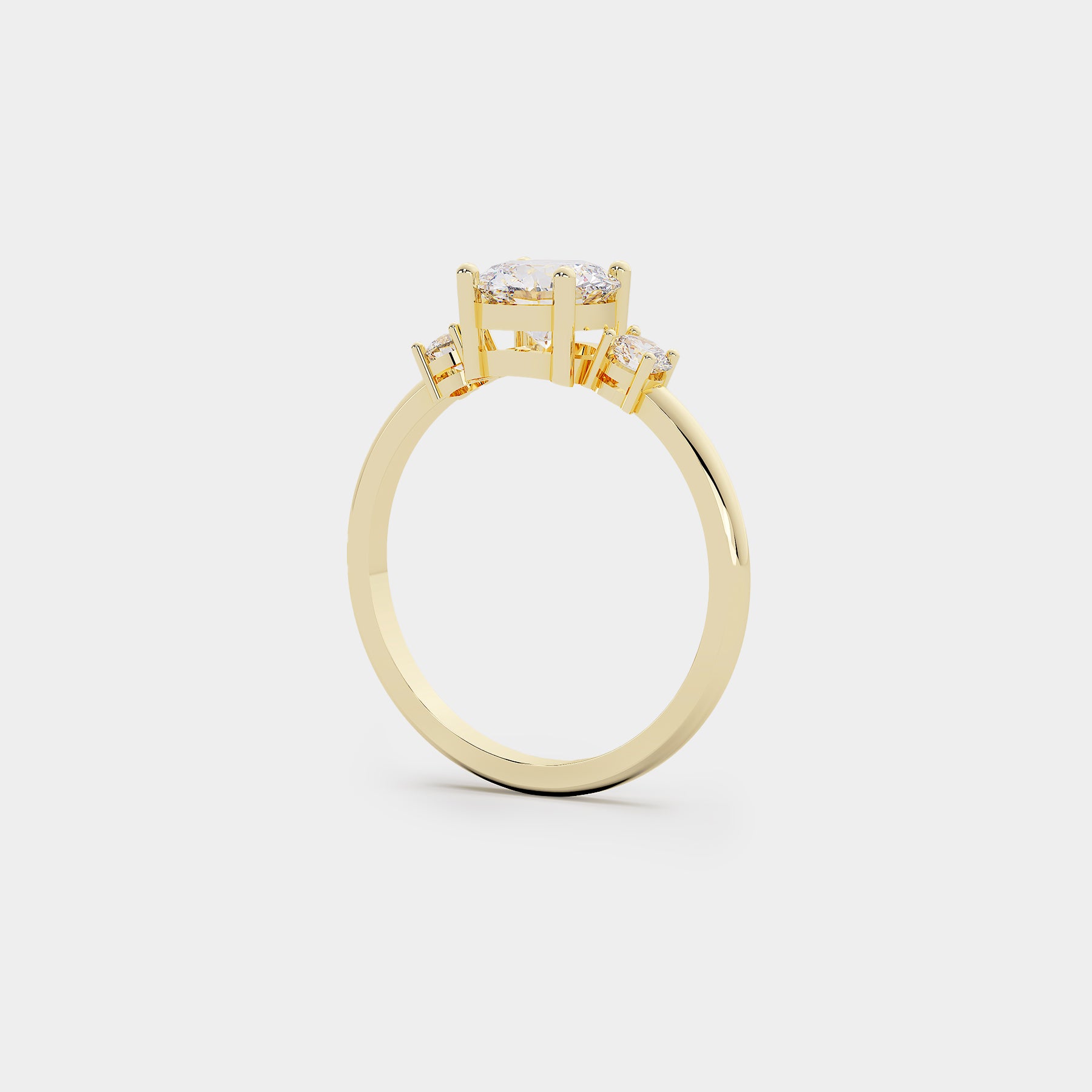 Solara Trilogy Diamond Ring - Round Lab Diamond
