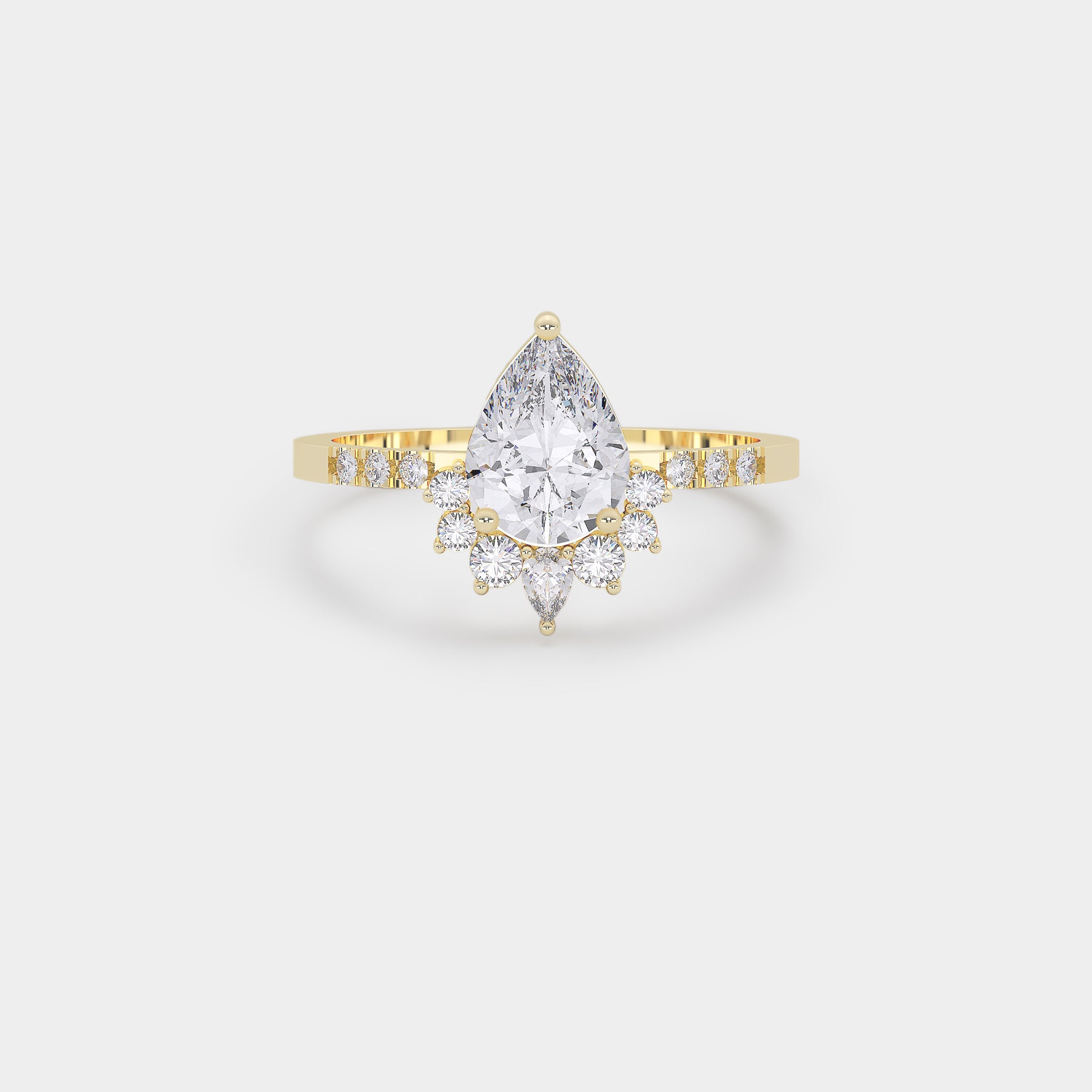 Sunburst Diamond Ring - Pear Lab Diamond