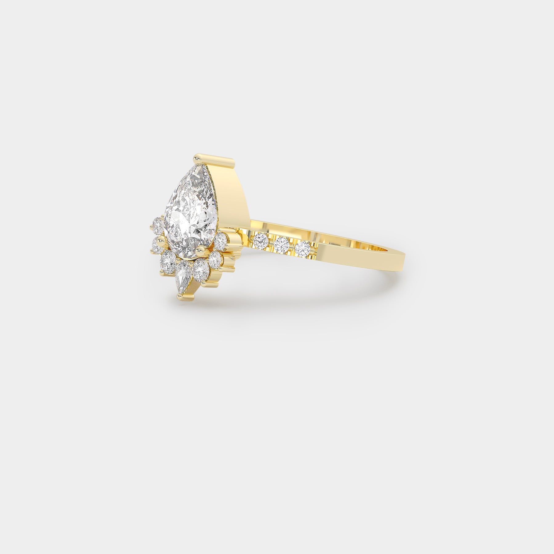 Sunburst Diamond Ring - Pear Lab Diamond