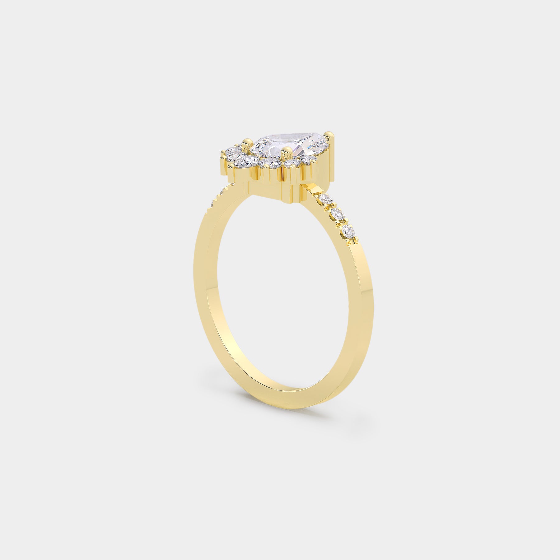Sunburst Diamond Ring - Pear Lab Diamond