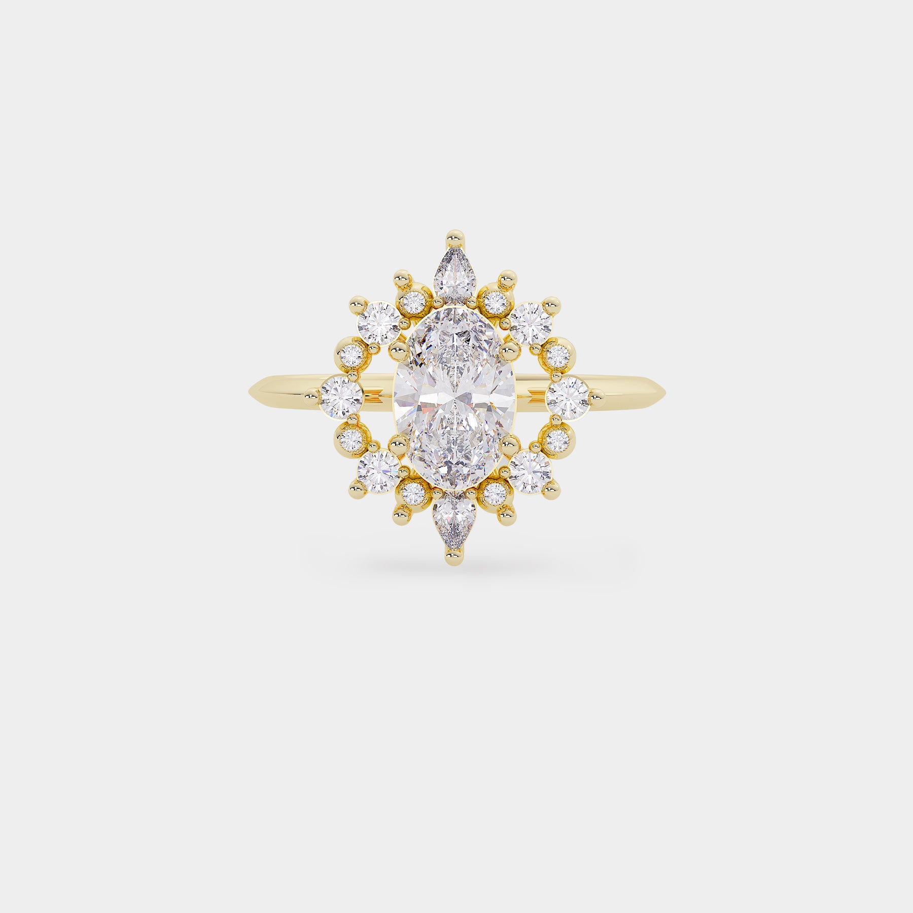 Sunray Halo Diamond Ring - Oval Lab Diamond
