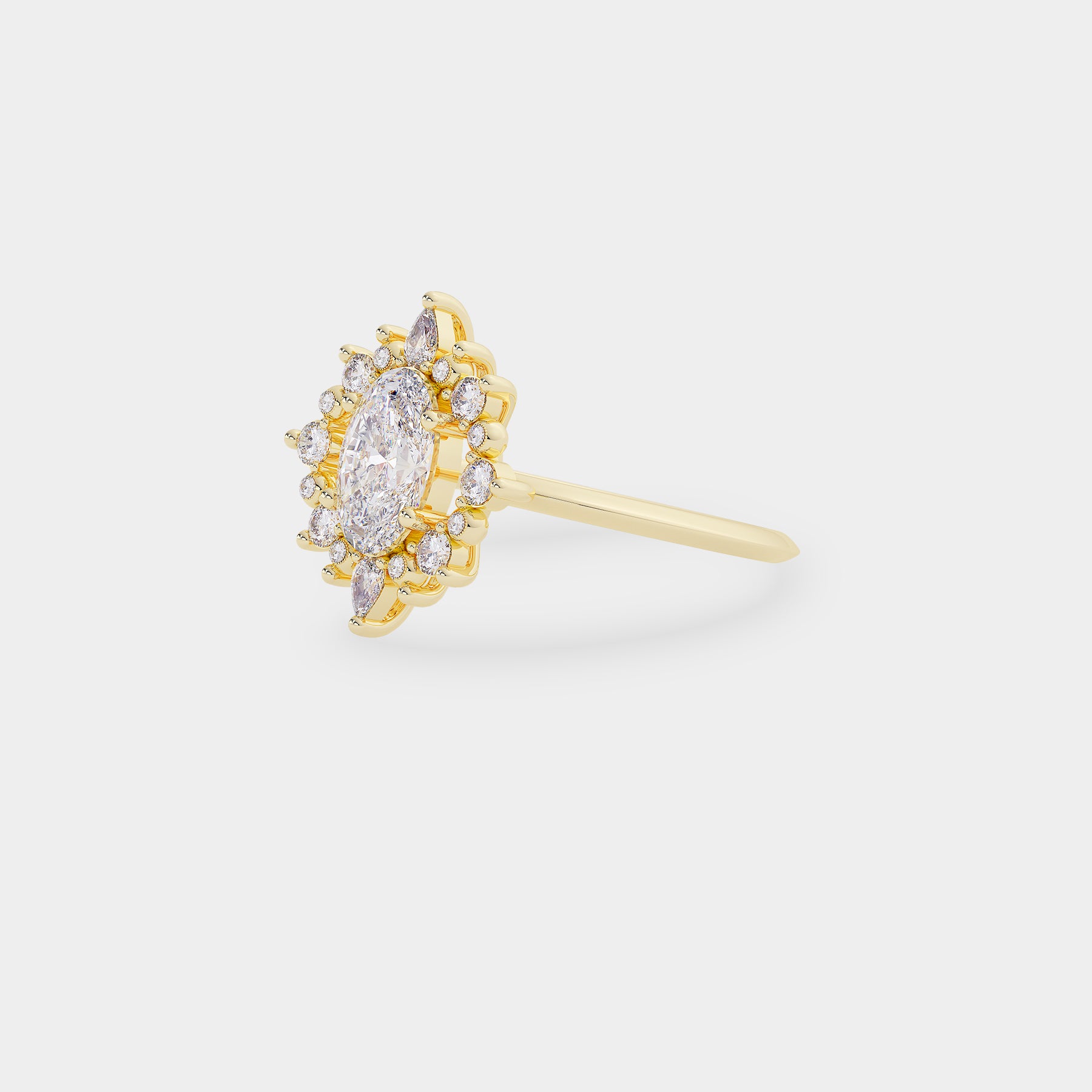 Sunray Halo Diamond Ring - Oval Lab Diamond