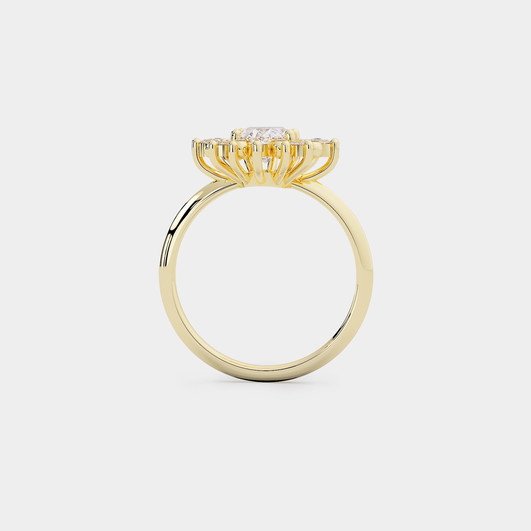 Sunray Halo Diamond Ring - Oval Lab Diamond