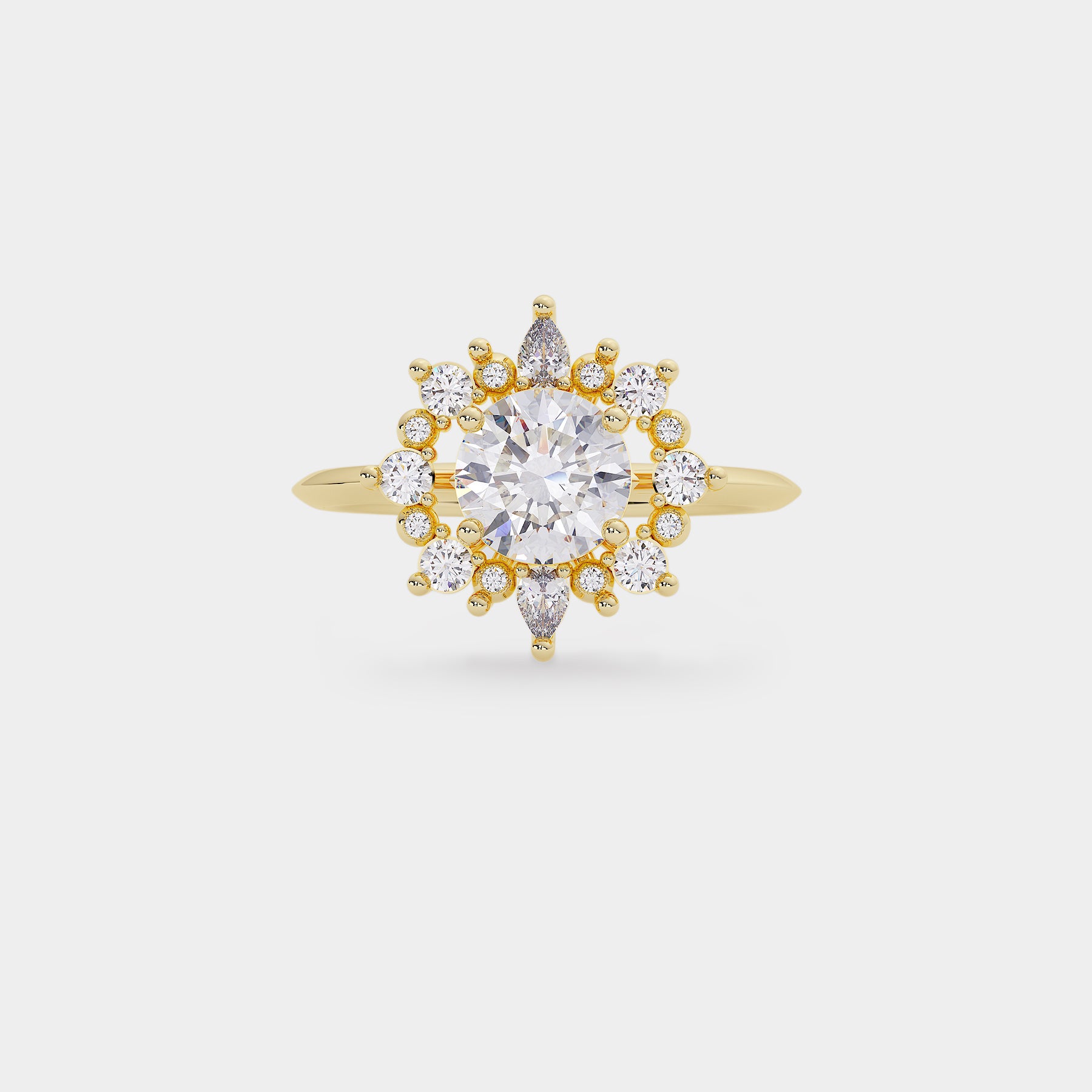 Sunray Halo Diamond Ring - Round Lab Diamond