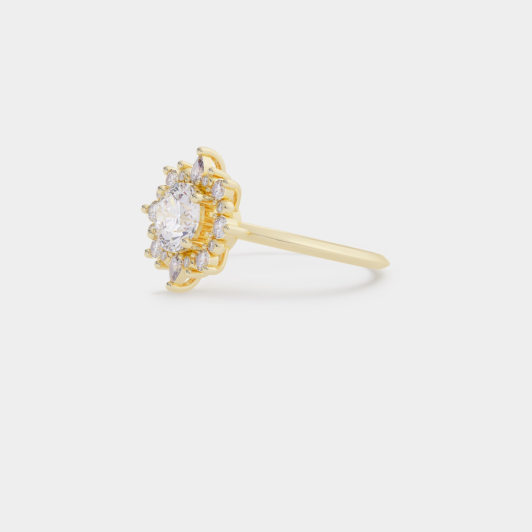 Sunray Halo Diamond Ring - Round Lab Diamond