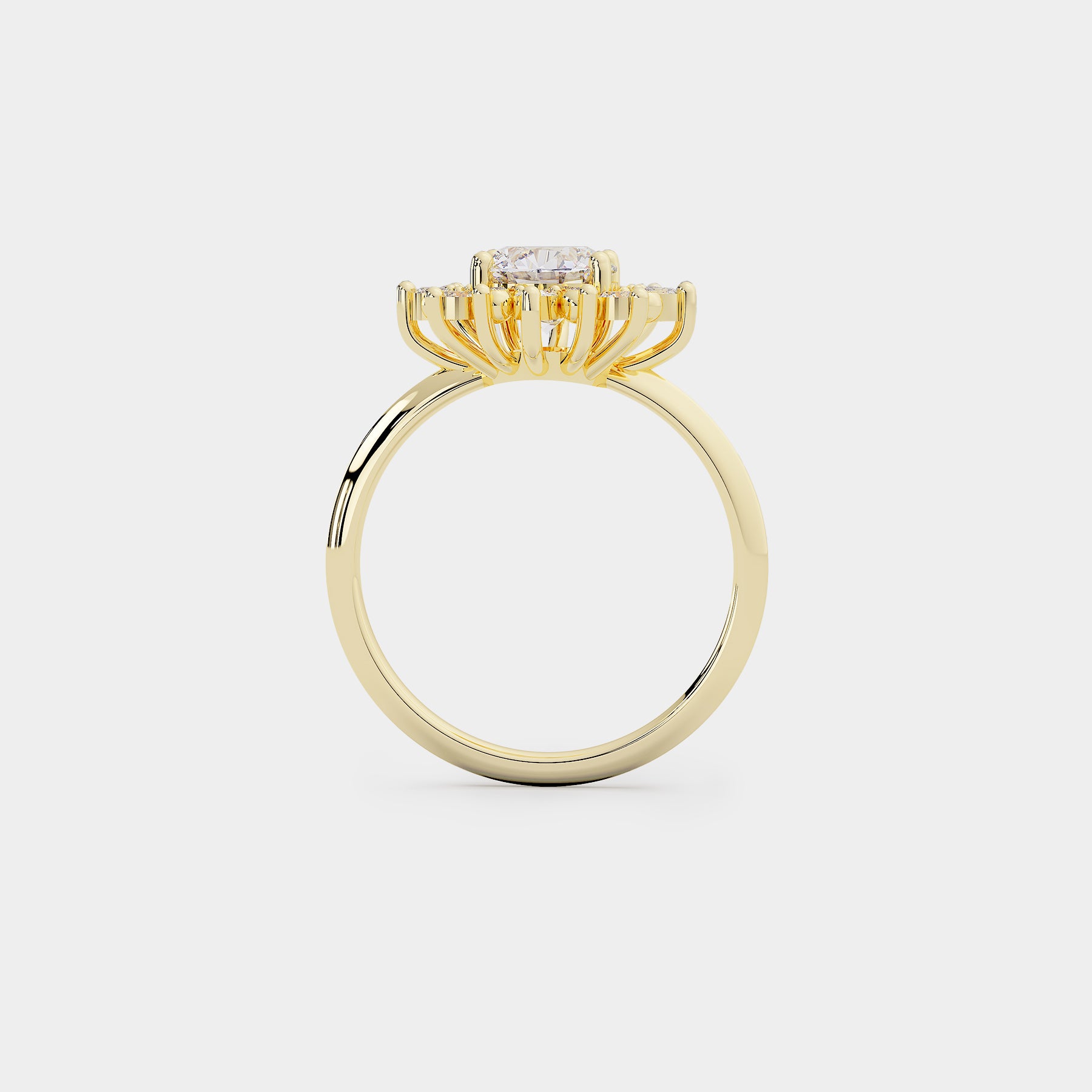 Sunray Halo Diamond Ring - Round Lab Diamond