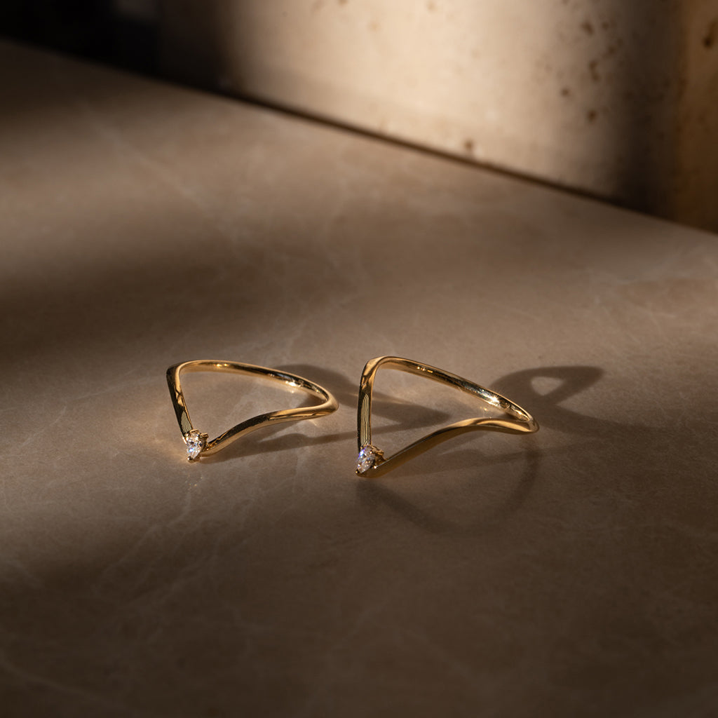Promise long curved band - Natural diamond