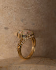 Promise engagement ring - 3.08ct oval natural white opal