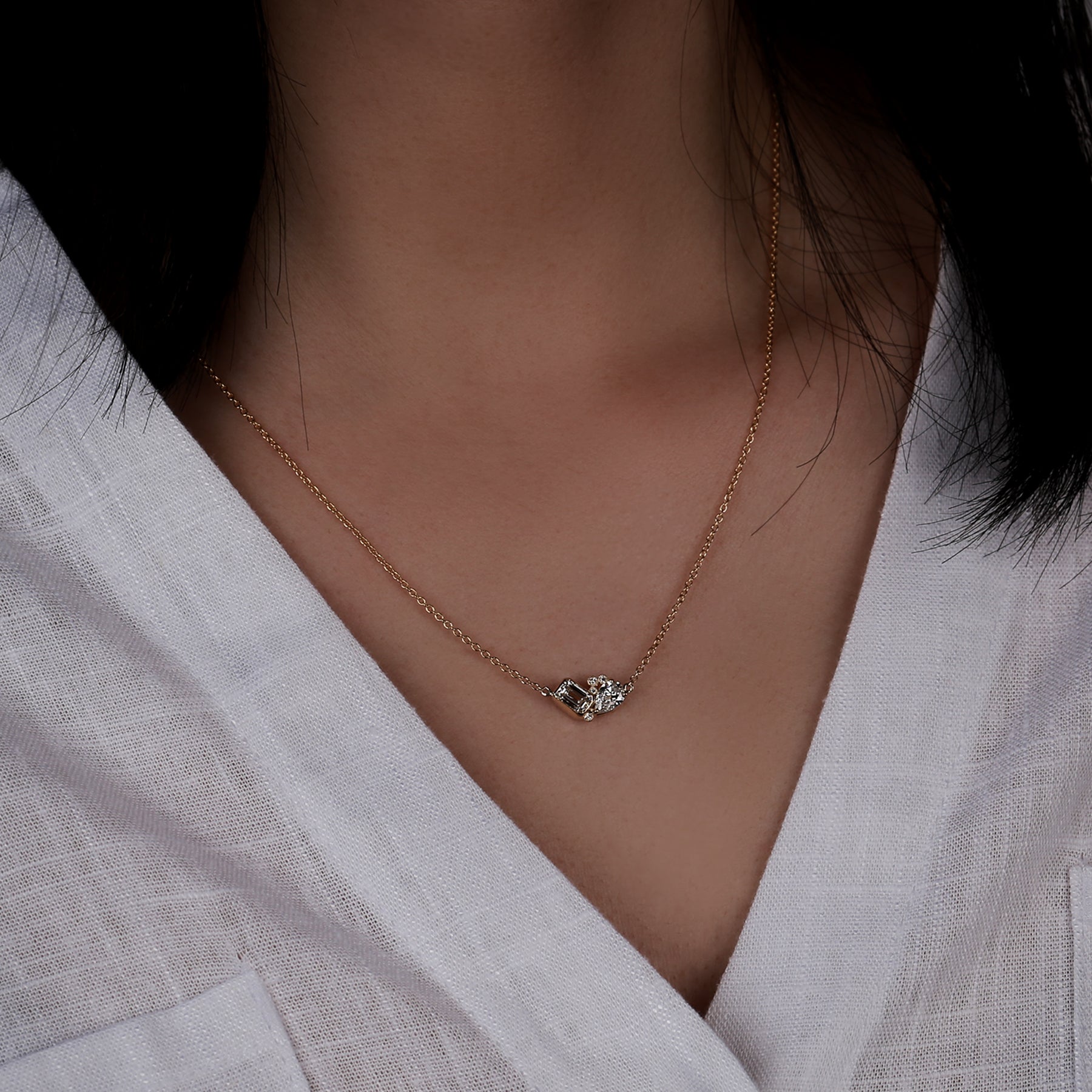 Vela Toi et Moi Necklace - 1.0ct lab diamonds
