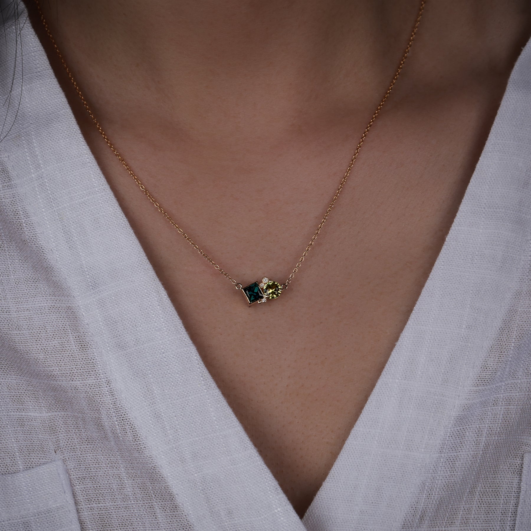 Vela Toi et Moi Necklace - 1.34ct sapphires