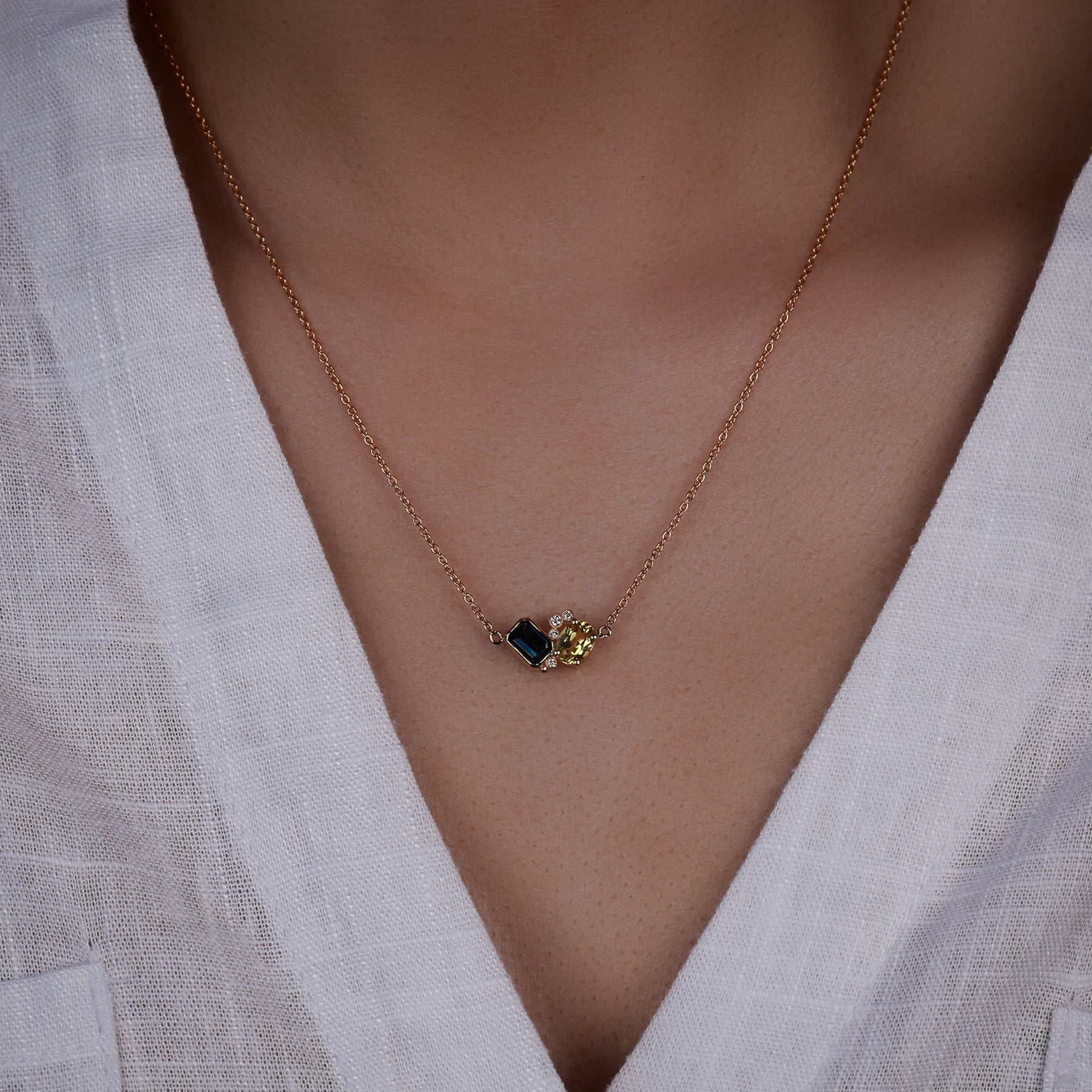 Vela Toi et Moi Necklace - 1.65ct sapphires
