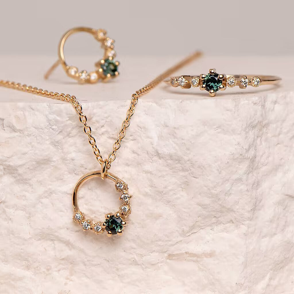 Mini Harmony Teal Sapphire Necklace