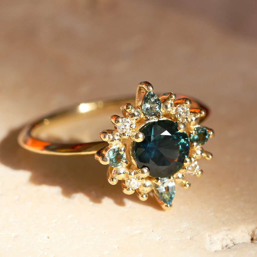 Estella Halo Sapphire ring - 1.0ct round sapphire