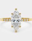 Pavé Solitaire Diamond Ring - Marquise Cut Lab Diamond