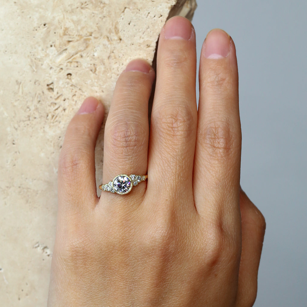 meteorite round diamond ring