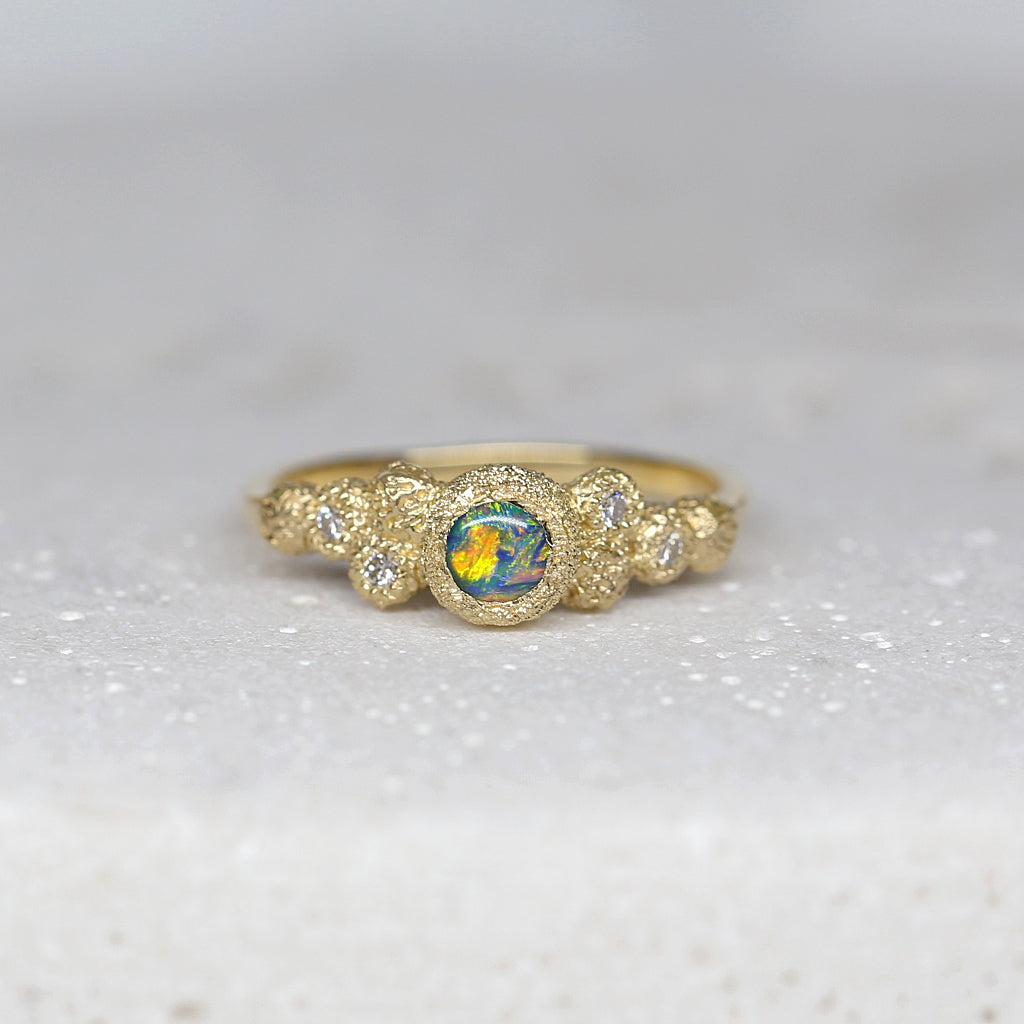 Meteorite - Natural Opal Ring