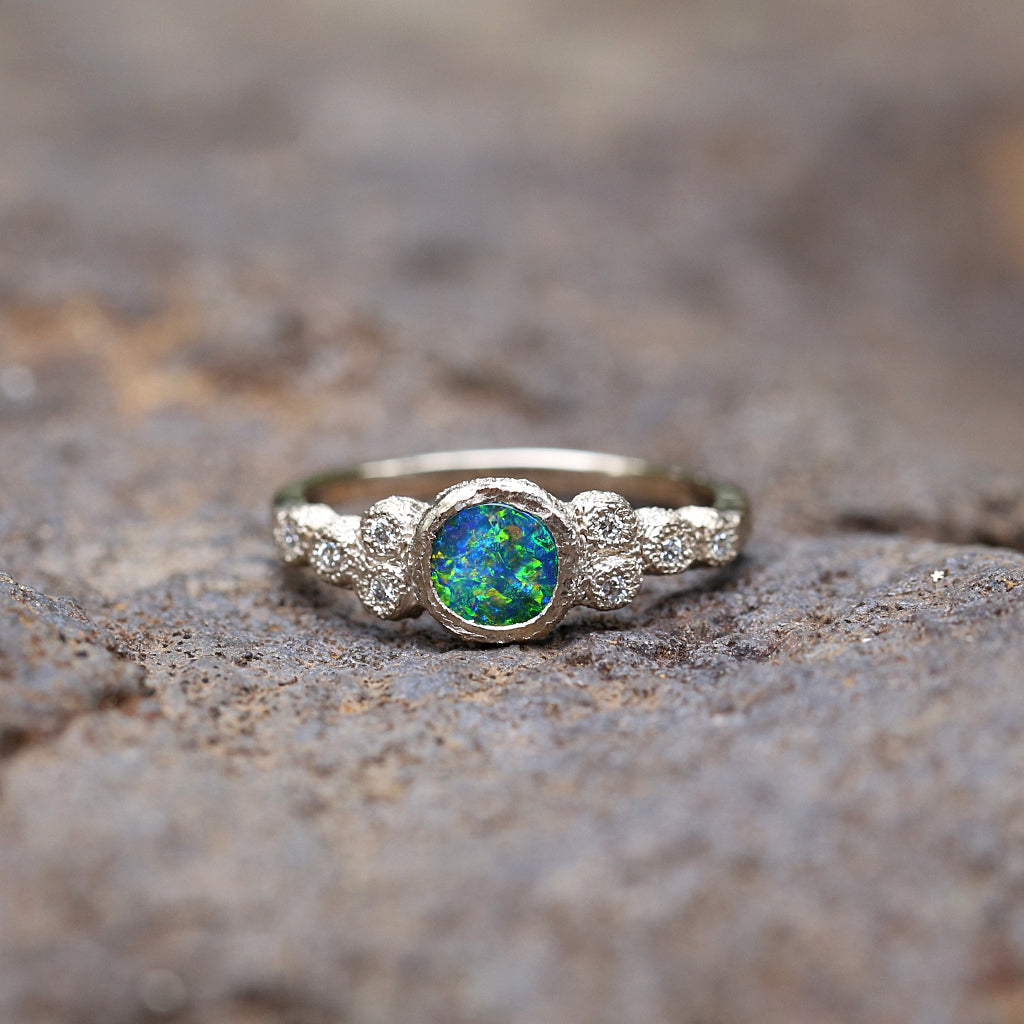 Meteorite - Natural Opal Ring