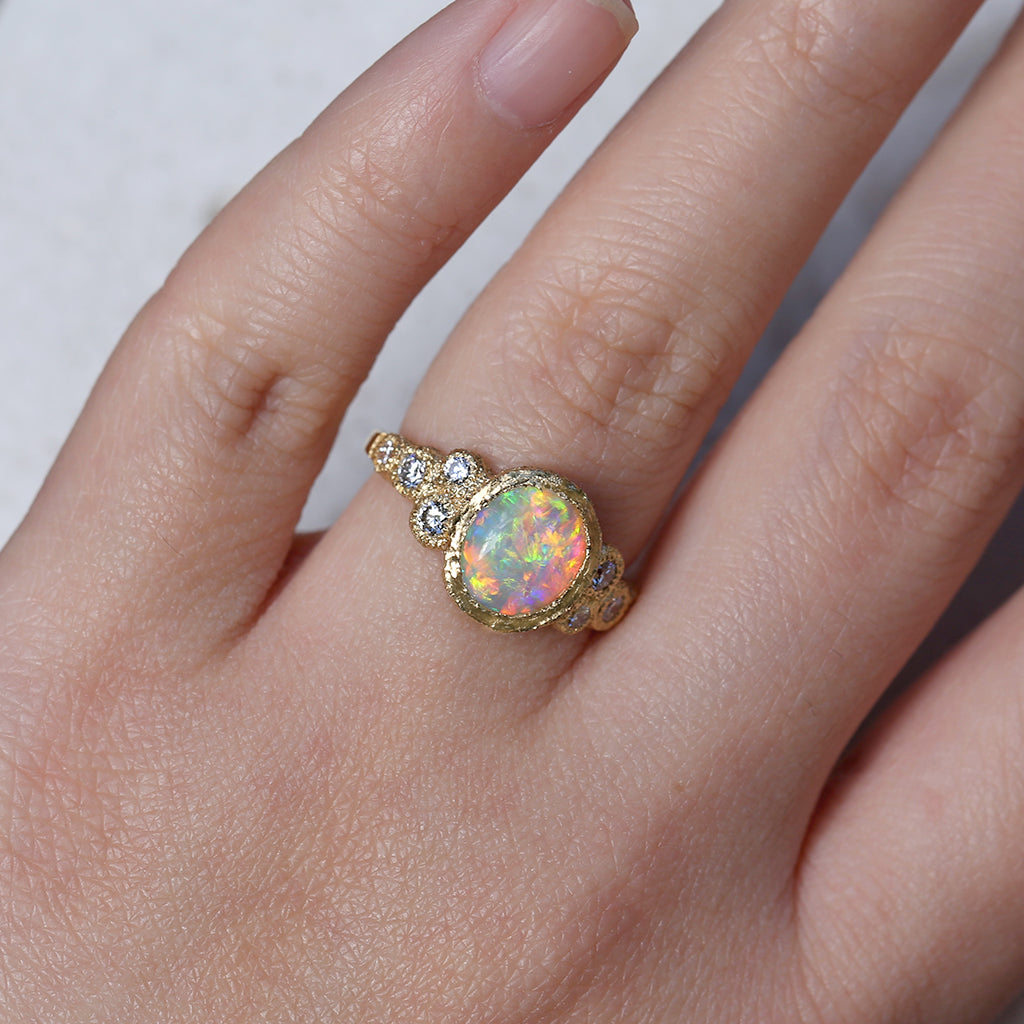 Meteorite - Natural Opal Ring