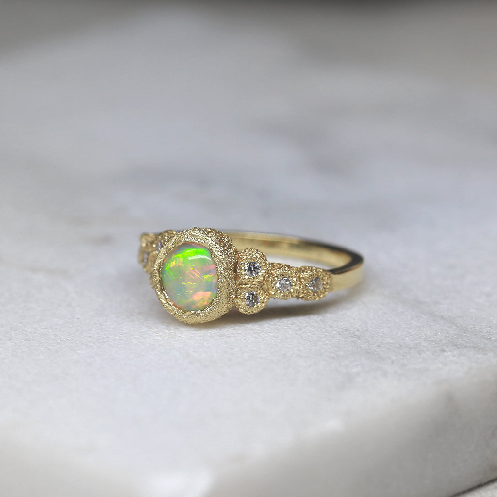 Meteorite - Natural Opal Ring