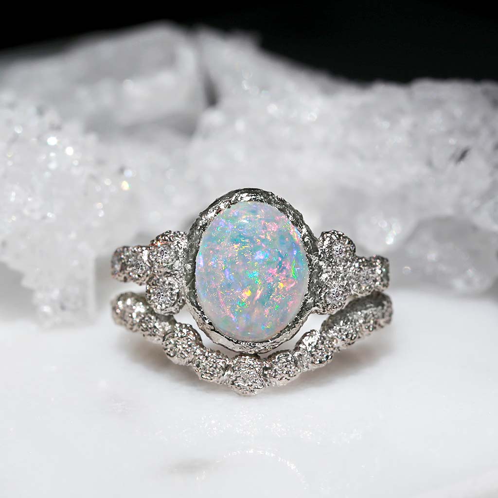Meteorite - Natural Opal Ring