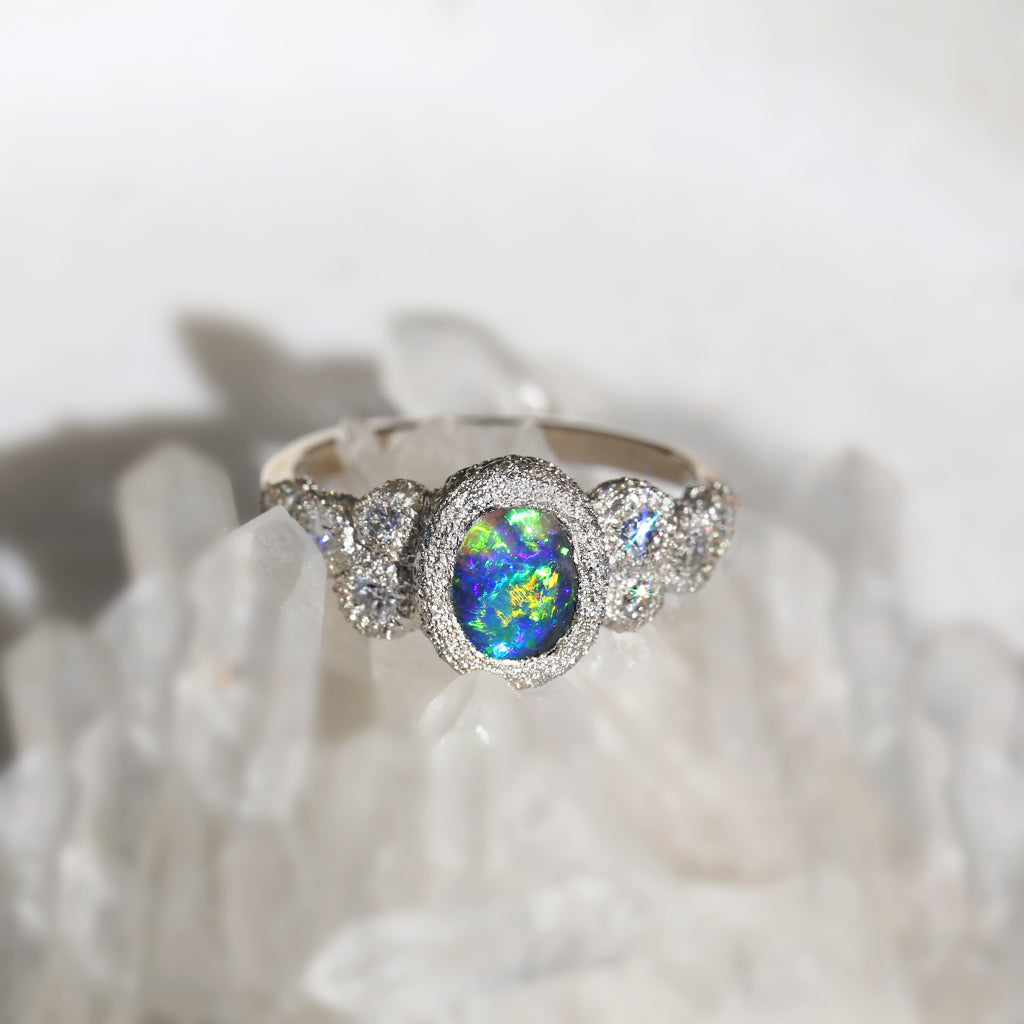 Meteorite - Natural Opal Ring