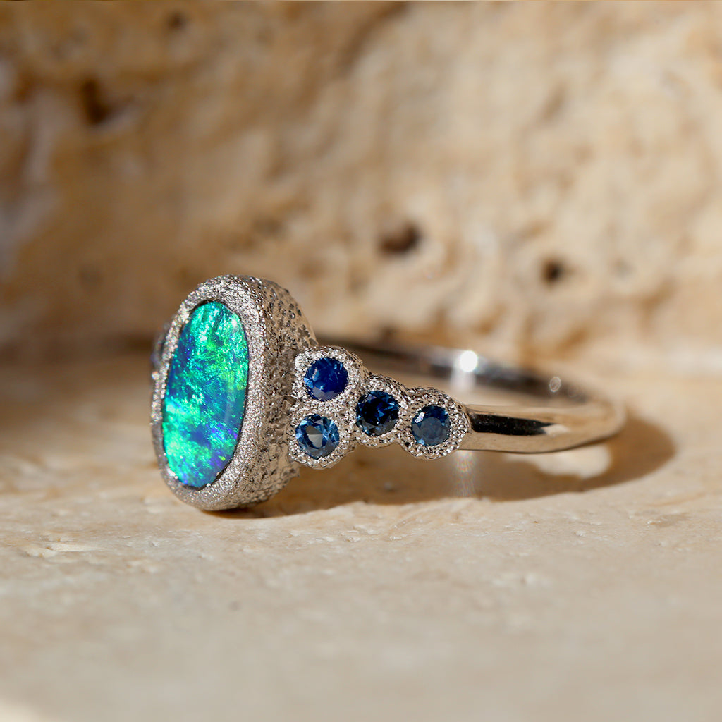 Meteorite - Natural Opal Ring